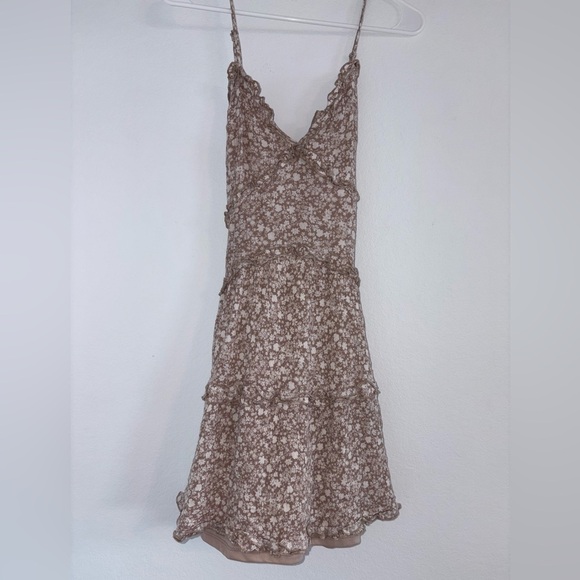 Altar’d State Beige Floral Tiered Ruffle Mini Dress - Picture 10 of 11